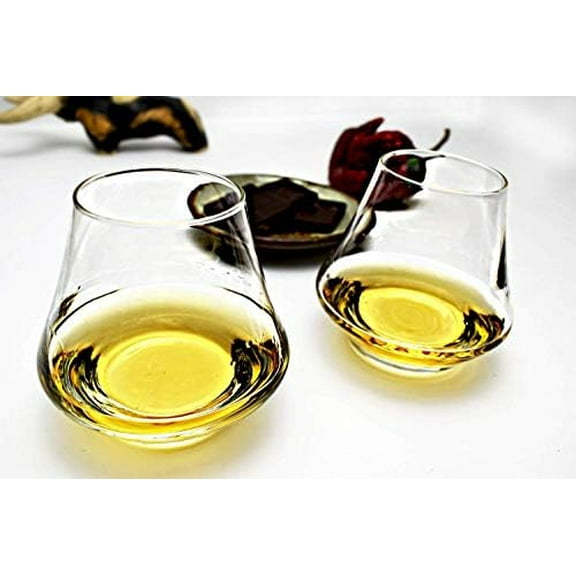Proper Sipping Snifter Glass set of 2 Pear/Tulip Shape for Tequila,Whiskey,Scotch,Easy Convenient Eyeballing Shot Pour Measure Mark,Clear$$Home Decor, Kitchen, & Other