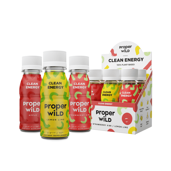 Proper Wild, Natural Clean Energy Shots, Caffeine & L-Theanine, Favorites (Variety), 6-Pack