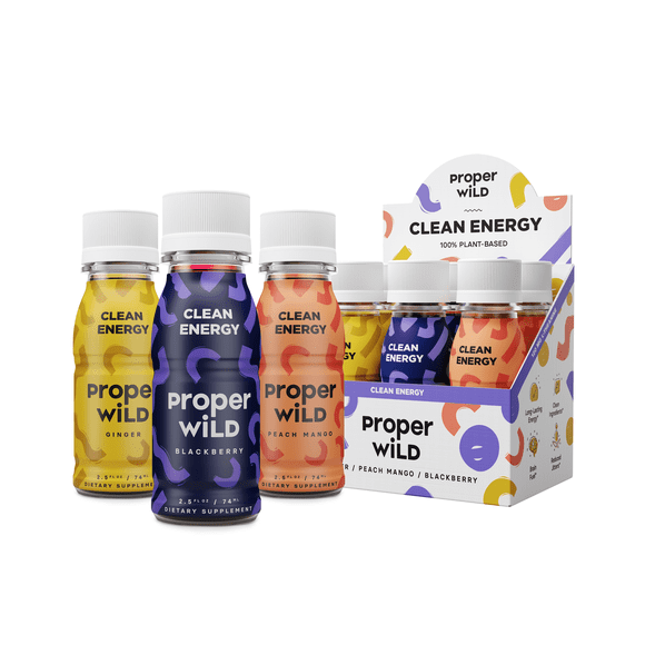 Proper Wild, Natural Clean Energy Shots, Caffeine & L-Theanine, Originals (Variety), 6-Pack
