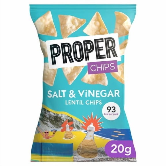 Properchips Salt & Vinegar Lentil Chips 20g, British Import (Pack of 6)