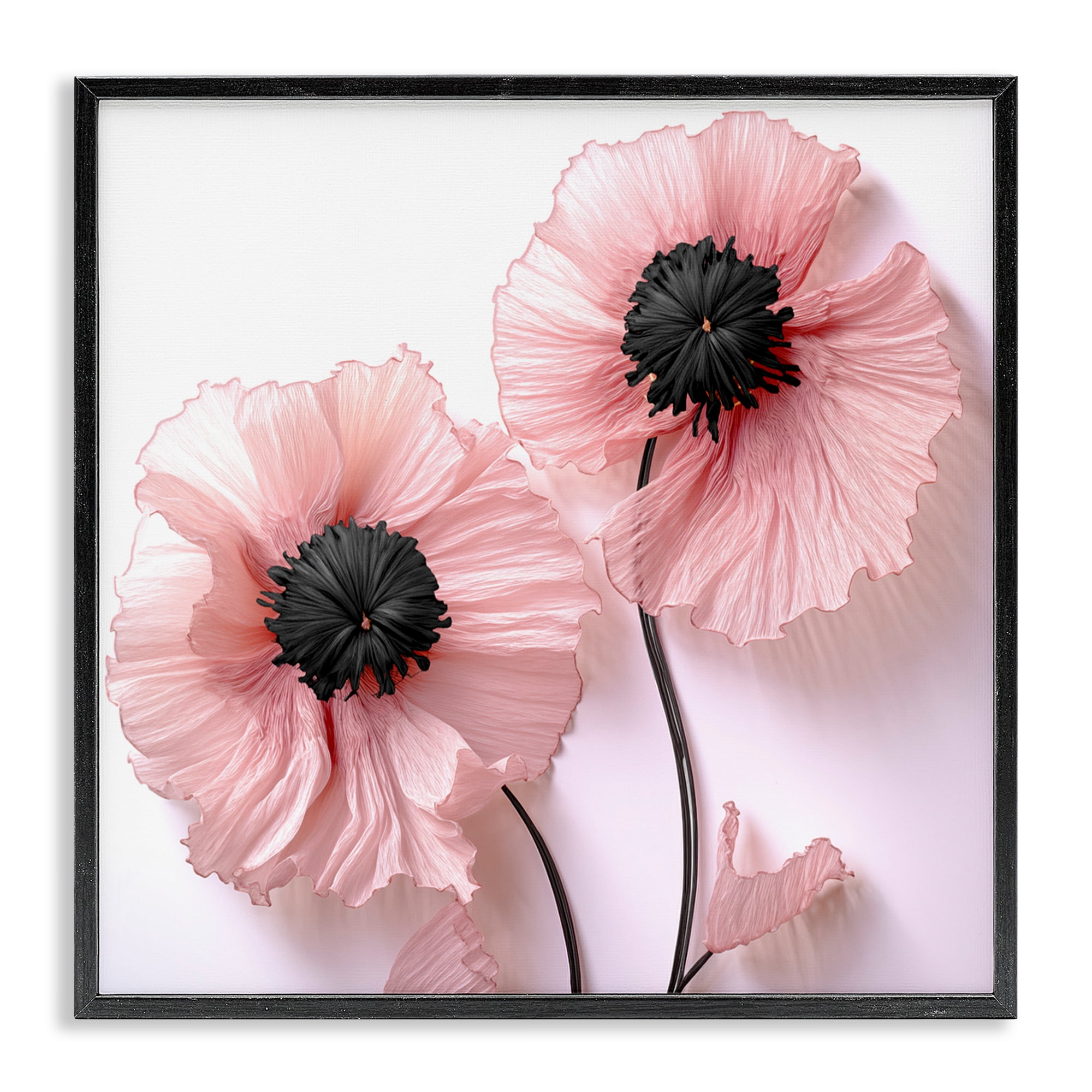 Properly Pink Poppies Black Framed Giclee Art, design by Sasha