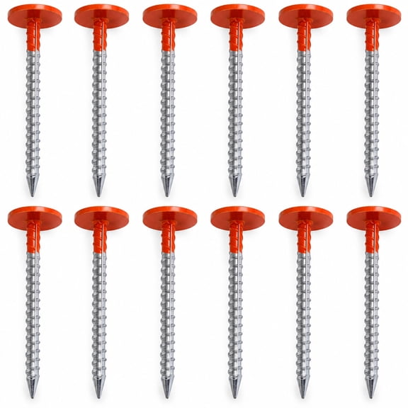 Property Line Markers, 12 Pack, 12 Inch Hot-Dip Galvanized Steel Survey Stakes with Red Head for Boundary Marking and Construction Layout