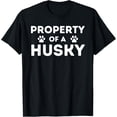 thumbnail image 1 of Property Of A Husky - Siberian Husky Lover Sibe Owner Dog T-ShirtMen's and women's gift, black and white T-shirt, size: Extra large S-4XL, 1 of 4