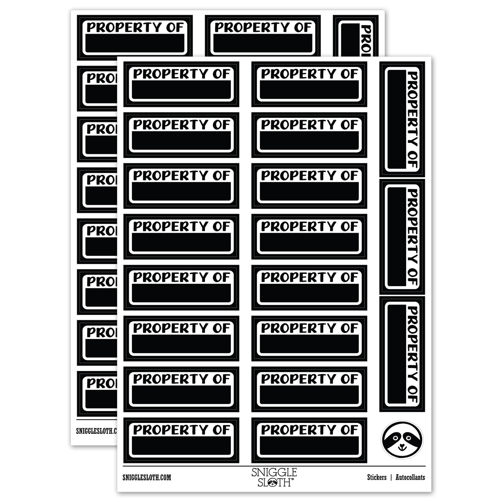 Property Of Fill-in Sticker Set - Black - Gloss Finish - 2.00