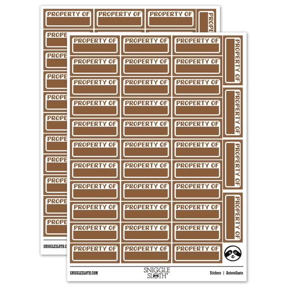 Property Of Fill-in Sticker Set - Brown - Gloss Finish - 1.5" Small