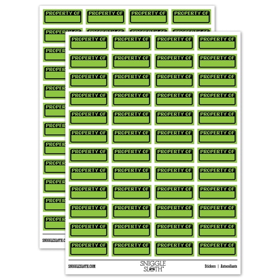 Property Of Fill-in Sticker Set - Light Green - Gloss Finish - 1.25" Mini