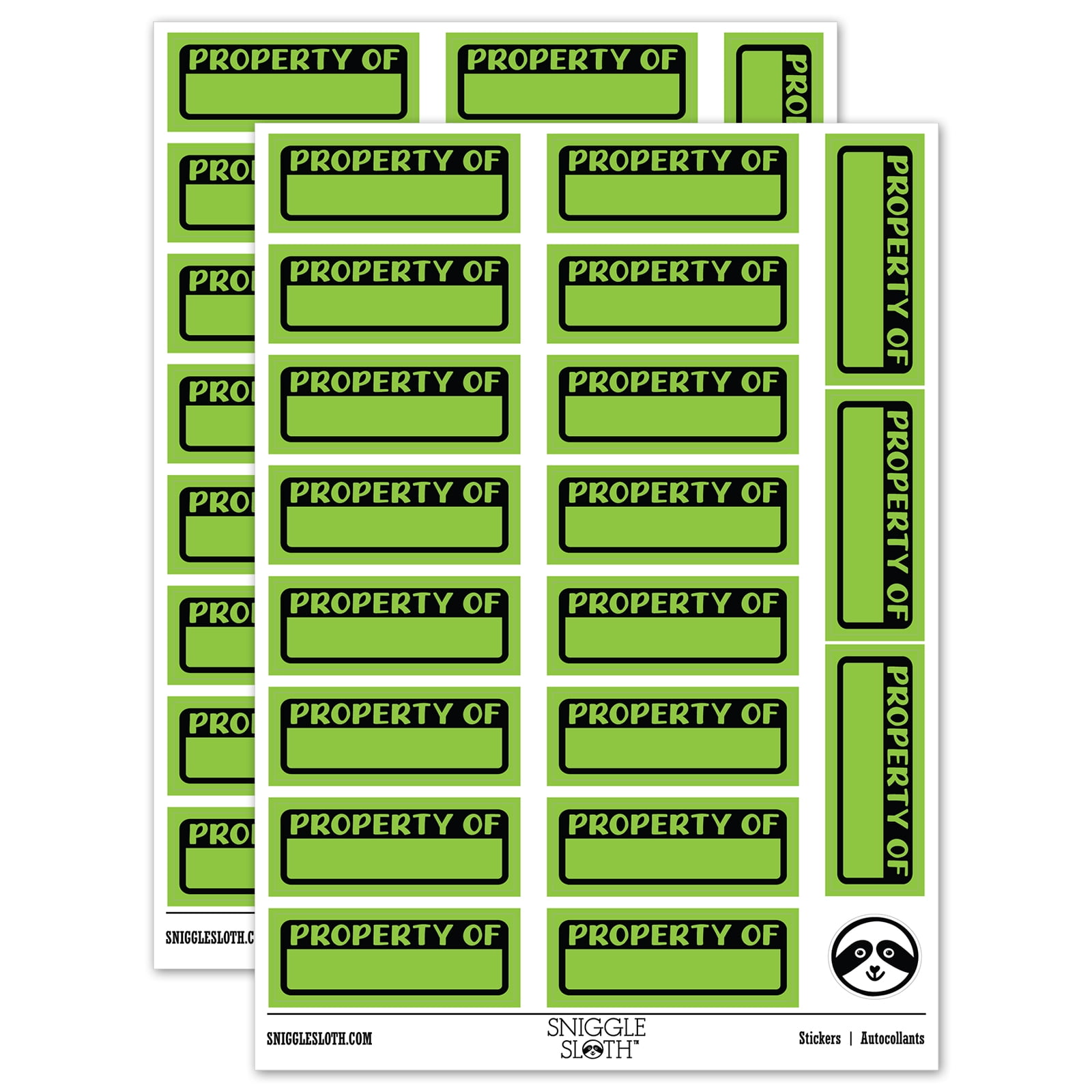 Property Of Fill-in Sticker Set - Light Green - Gloss Finish - 2.00 ...