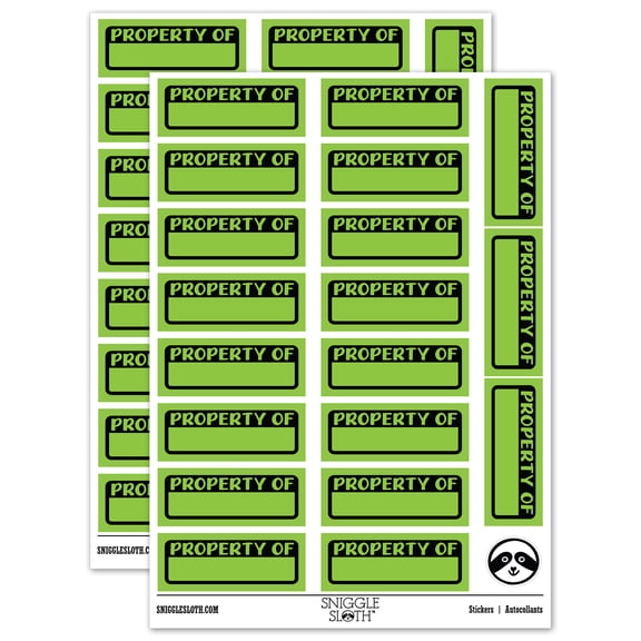 Property Of Fill-in Sticker Set - Light Green - Matte Finish - 2.00" Large