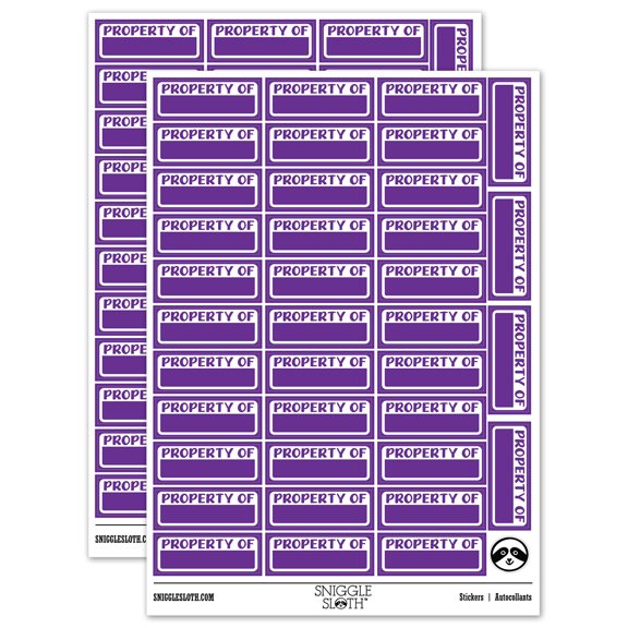 Property Of Fill-in Sticker Set - Purple - Matte Finish - 1.5" Small