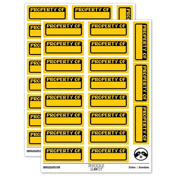 Property Of Fill-in Sticker Set - Yellow - Matte Finish - 2.00" Large