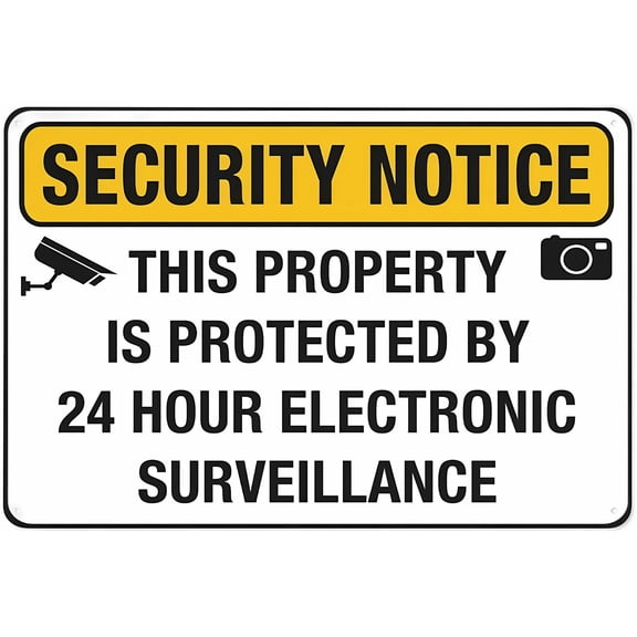 This Property is Protected by 24 Hour Electronic Surveillance Sign - 8"x12" Grade Sheeting Rust Free Aluminum Sign, Weather Resistant Waterproof Easy to Mount, Surveillance Zone