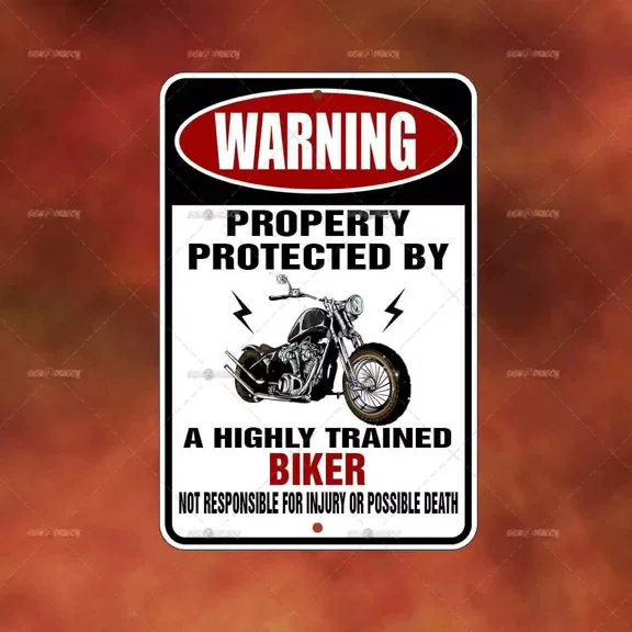 Property Protected Biker Metal Sign Home Room Wall Art Gift Funny Decor A2370