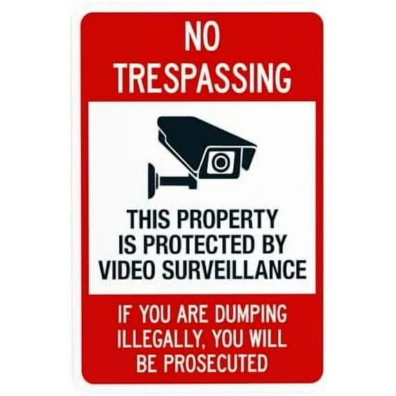 This Property Is Protected By Video Surveillance If You Are Dumping Illegally Warning Sign, Metal Signs for Business Home Wall Caution Custom Decor 8 x 12 Inch