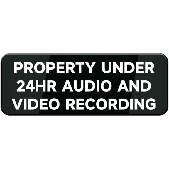 Property Under 24 Hr Audio And Video Recording Sign, 10"X3" Acrylic Warning Sign, Door Wall Labels Sign For Offices Businesses House Home