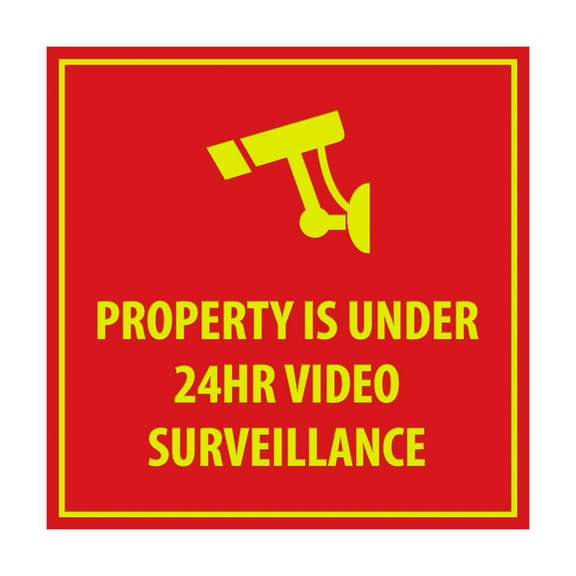 Property is Under 24HR Video Surveillance Sign (Red/Yellow) - Small
