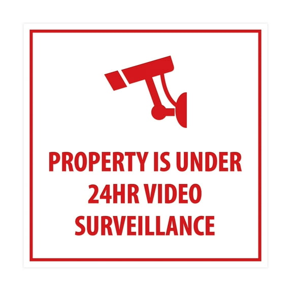 Property is Under 24HR Video Surveillance Sign W/ Adhesive Tape - Large