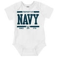 thumbnail image 1 of Property of US Navy Logo Since 1775 Romper Boys or Girls Infant Baby Brisco Brands 6M, 1 of 6