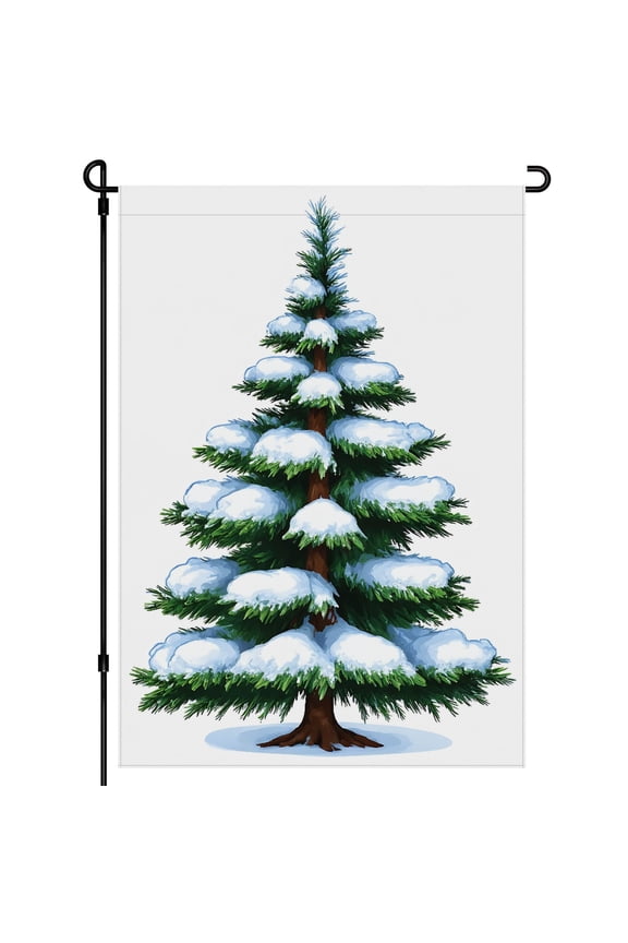Hello Winter Garden Flags for Outdoor Double Side Christmas Snow-covered Winter Forest Garden Flags Pine Trees Snowflakes Chic Garden Flag for Home House Balcony Deco (28x40in)