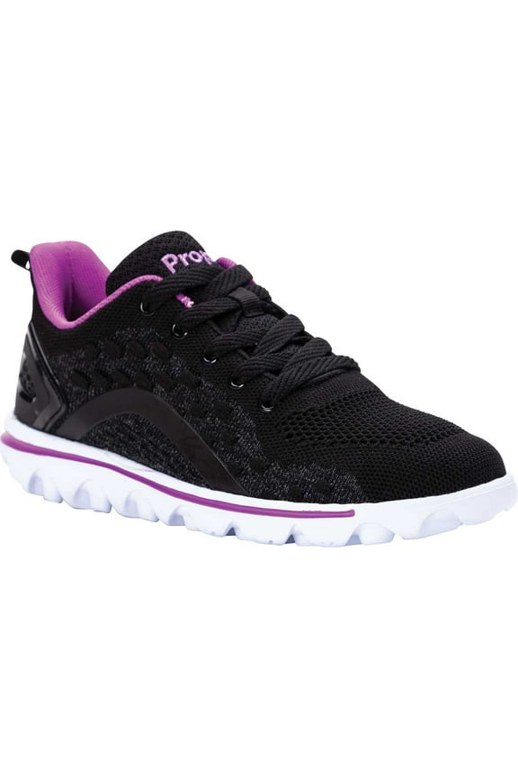 TravelActiv Axial WAT092M Women's Athletic Shoe: 6 XX-Wide (4E) Black/Purple Lace Up