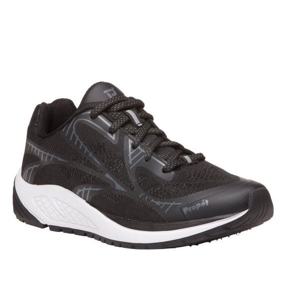 Propet One LT WAA022M Women's Athletic Shoe: 6.5 XX-Wide (4E) Black/Grey Lace Up