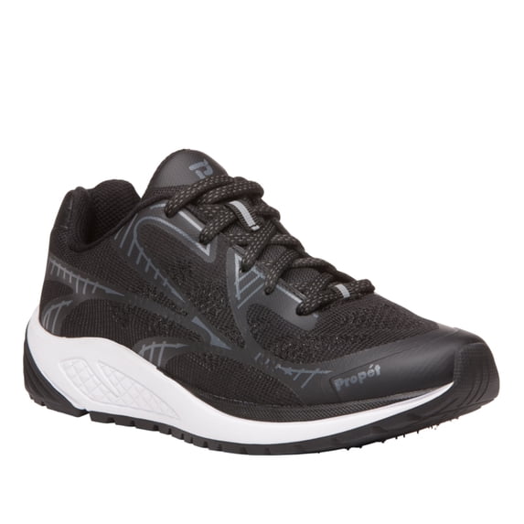 Propet One LT WAA022M Women's Athletic Shoe: 8 XX-Wide (4E) Black/Grey Lace Up
