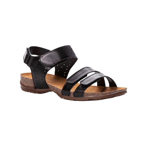 Propet Womens Farrah Leather Cork Flat Sandals