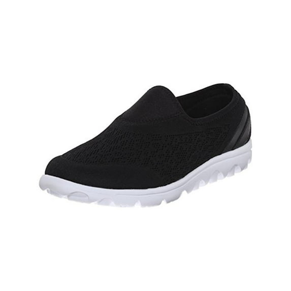 propet women's travelactiv slip on fashion sneaker, black, 9 2e us