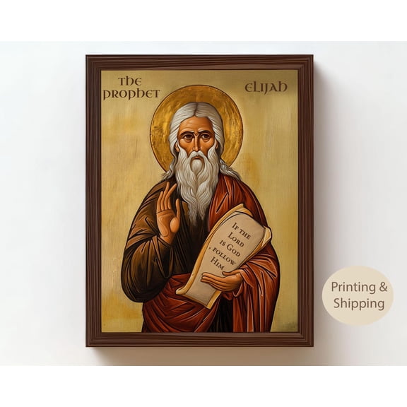 Prophet Elijah Icon Art Biblical Christian Unframed Paper Print