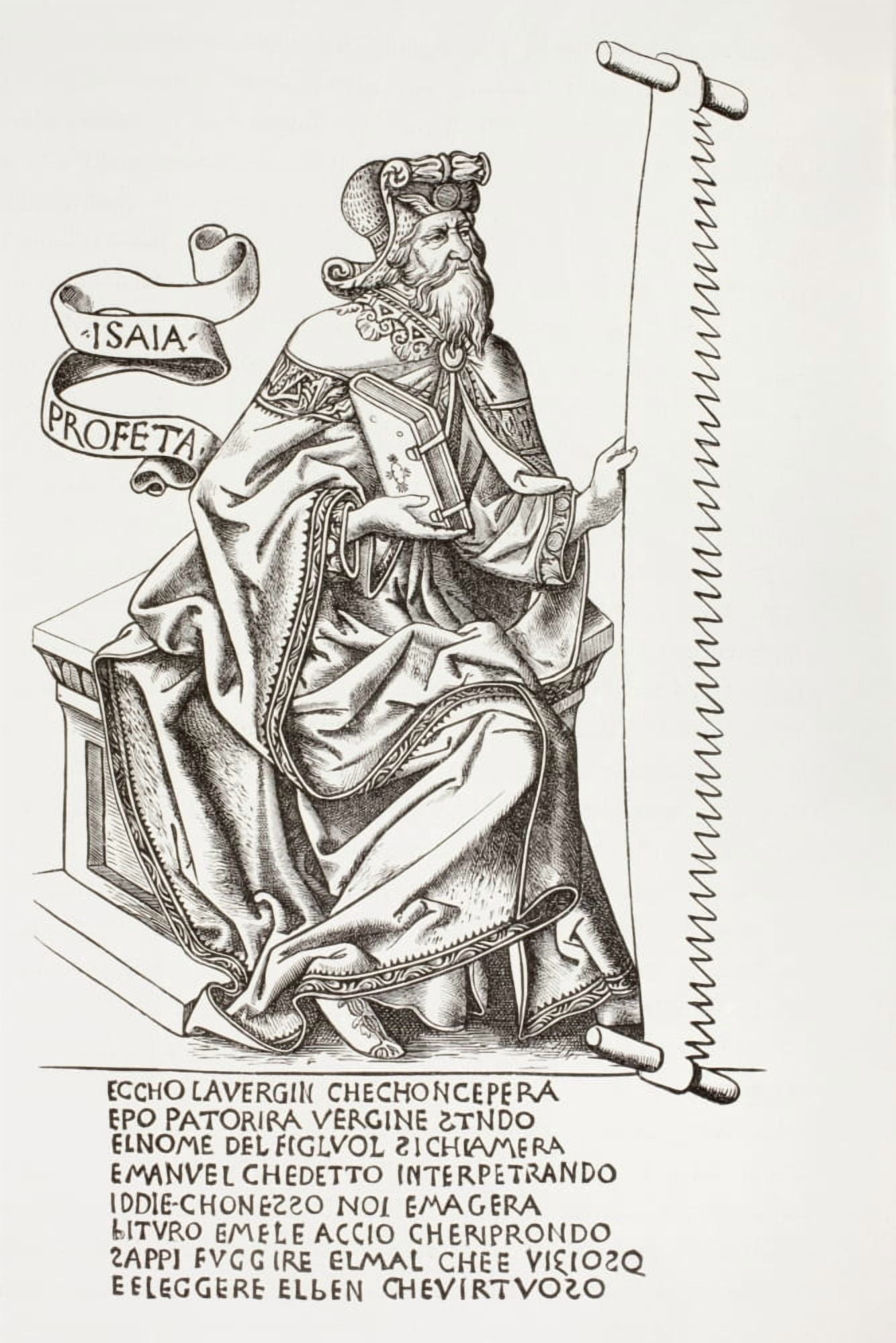 The Prophet Isaiah Holding The Saw With Which Some Say He Was Martyred After A 15Th Century Work From Les Artes Au Moyen Age Published Paris 1873 Canvas Art - Ken Welsh Design Pics (12 x 18)