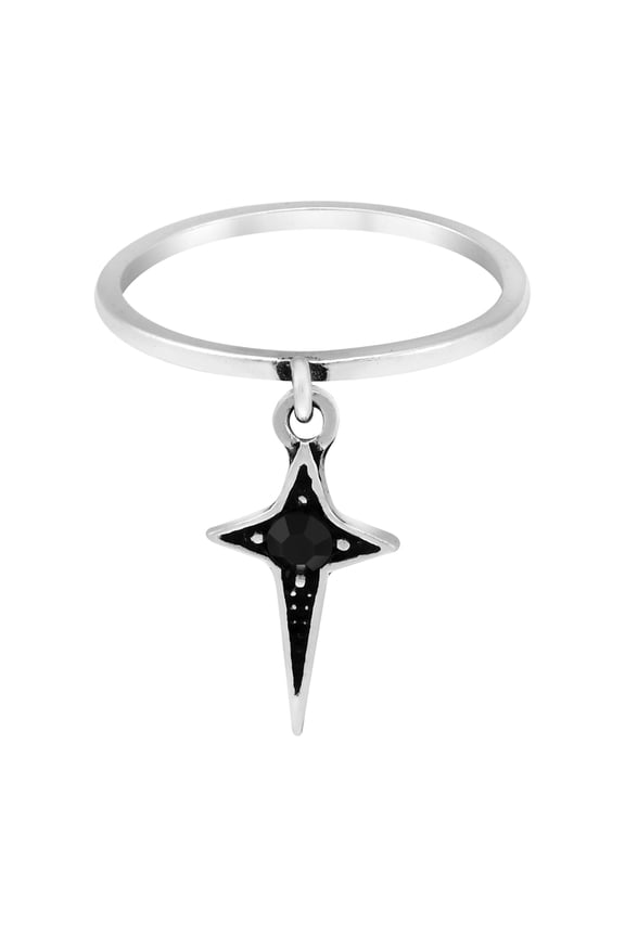 Prophetic Pointed Cross Dangle .925 Sterling Silver Band Ring-8