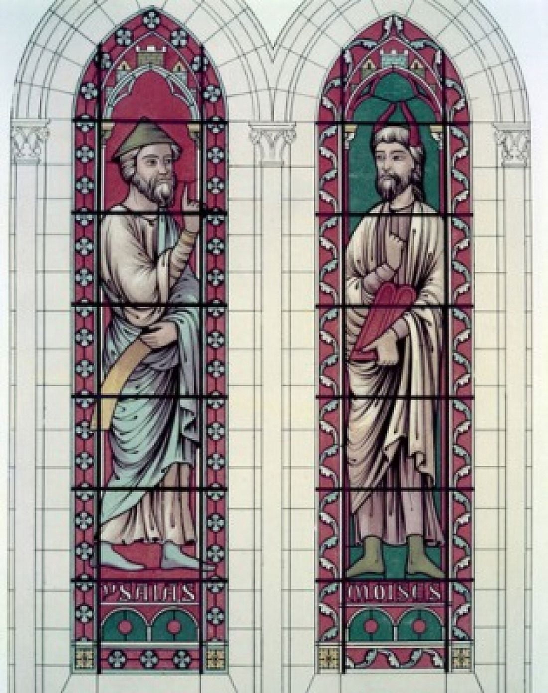 Prophets The Isaiah And Moses 13th Century Stained Glass STAINED GLASS Canvas Art - (18 x 24)