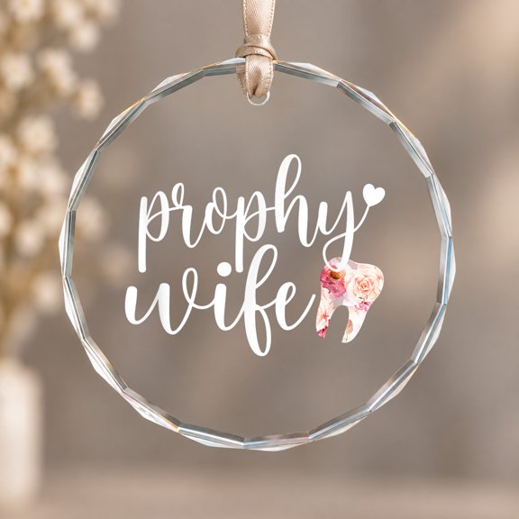 Prophy Wife Dental Hygienist Dental Hygiene Christmas Ornament, Romantic Couple Keepsake, Circle Glass Ornament