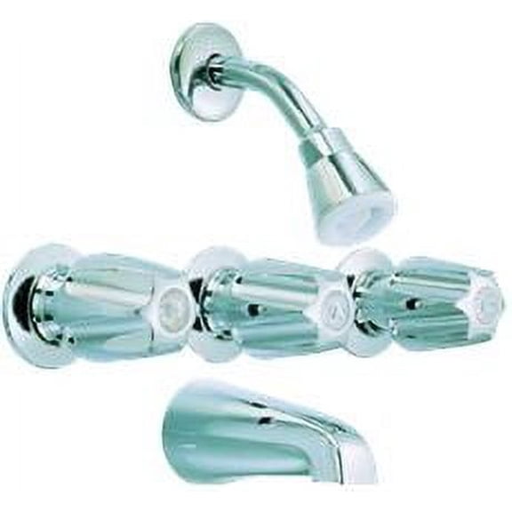 Proplus Tub And Shower Faucet, Chrome With Chrome Handles