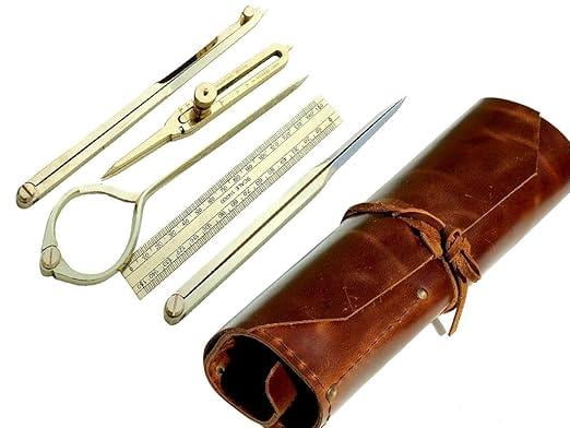 Proportional Divider Set of 5 Brass Drafting Tool 6" Marine Navigational Compass Rustic Vintage Home Decor Gifts