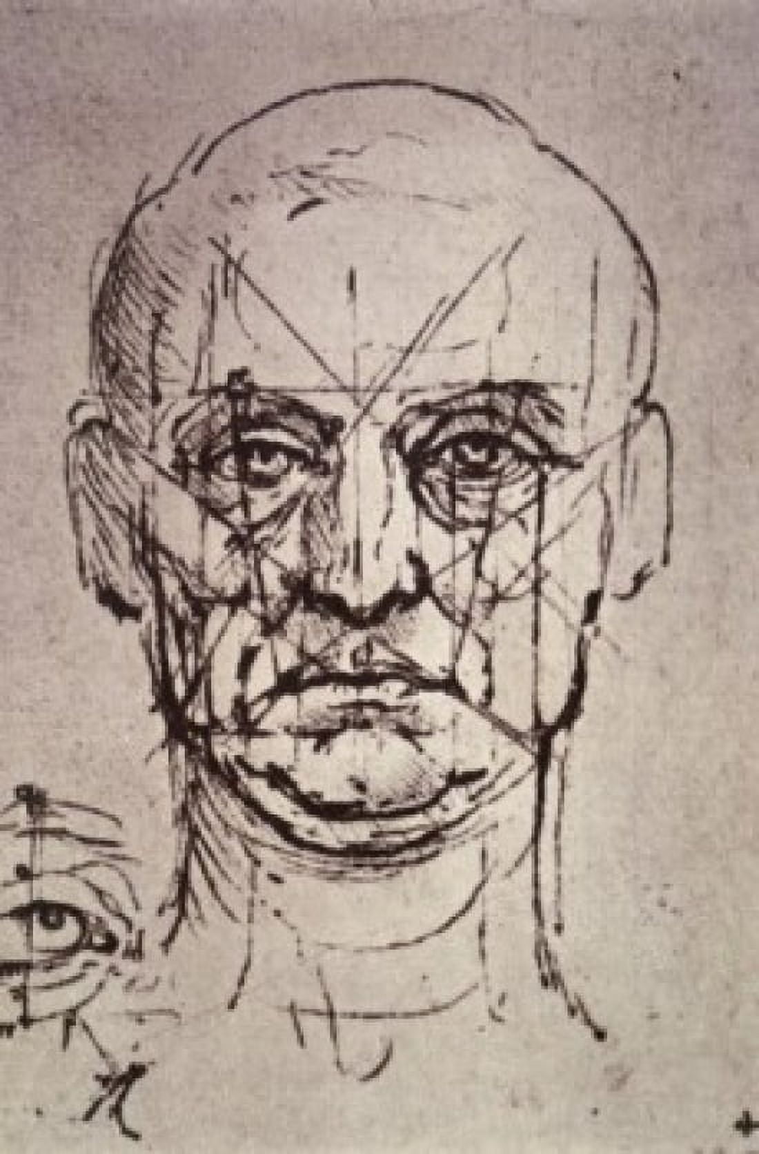 Proportions of the Face Leonardo da Vinci (1452-1519Italian) Drawing Biblioteca Reale Turin Canvas Art - Leonardo da Vinci (18 x 24)