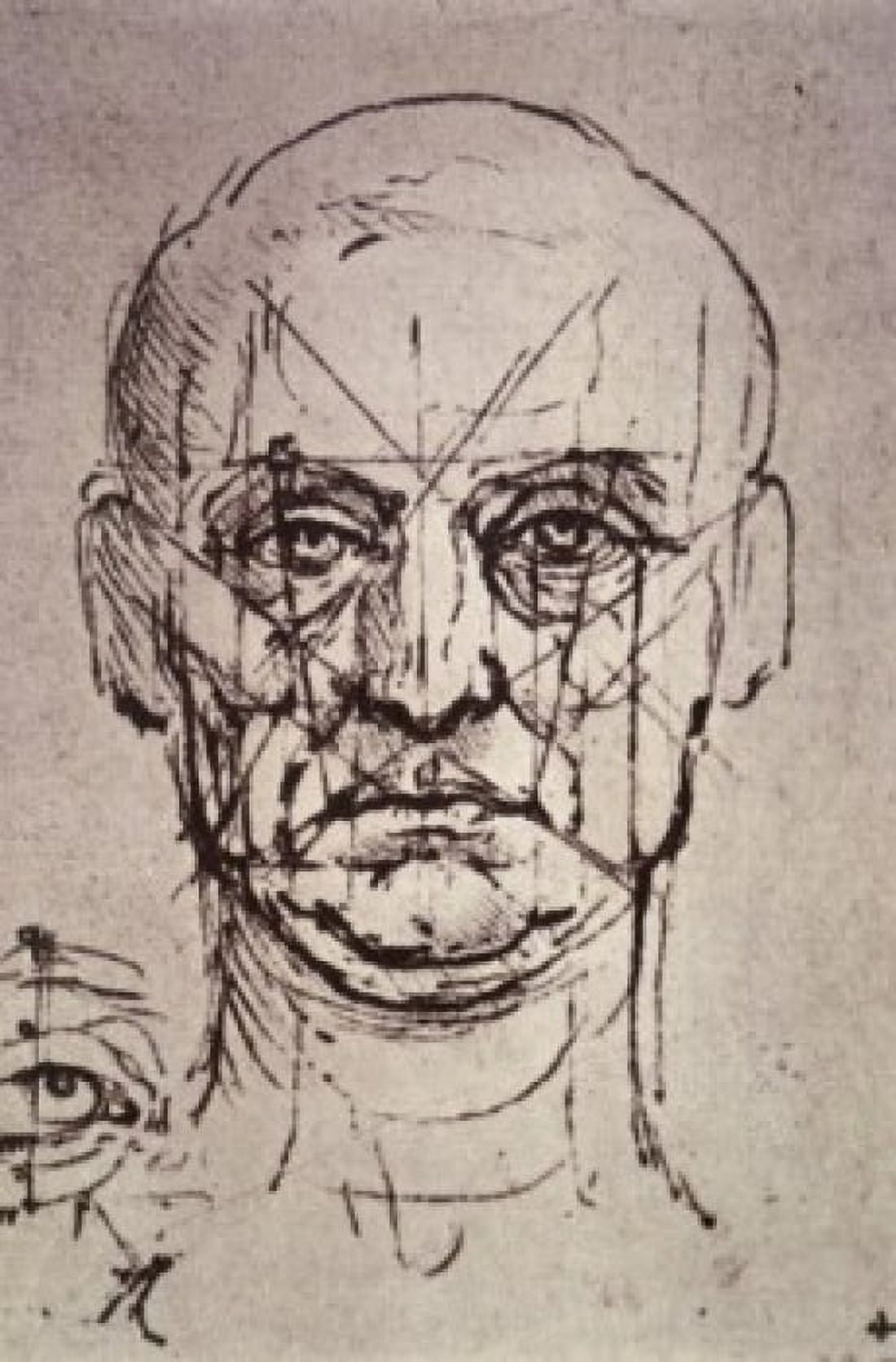 Proportions of the Face Leonardo da Vinci (1452-1519Italian) Drawing Biblioteca Reale Turin Canvas Art - Leonardo da Vinci (24 x 36)