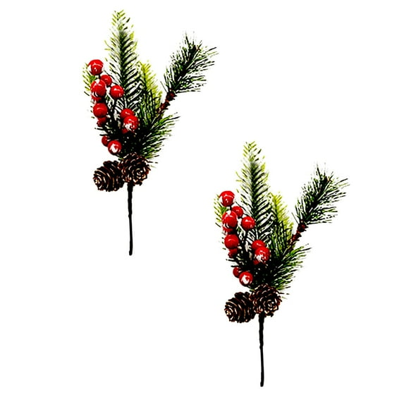 Proposal Decorations For Outdoor Cuttings Needles Flower Branch Accessories Holiday Decoration Simulation Plant Red Fruit Berry Fruit Branch