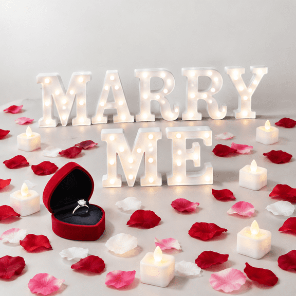 Proposal Decorations Kit Marry Me Light Up Letters White