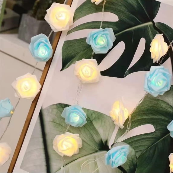 Proposal Marry Me Rose String Lights - 10 ft 20 LED Battery Operated Rose Flower LED Fairy Lights for Anniversary Wedding Proposal Birthday Party Decorations (Red and White)