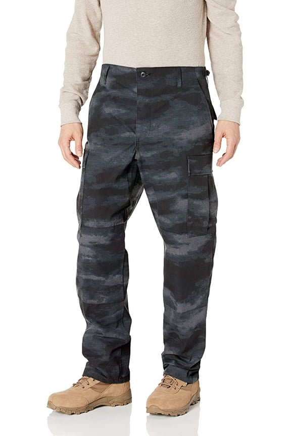 Men's Bdu Trouser Button Fly - 65/35 Ripstop, A-TACS Le Camo, Large Regular