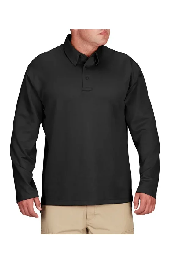 Men’s I.C.E. Performance Long Sleeve Polo Shirt-Black,Sizes Upto 8XL, Breathable, Moisture-Wicking, Pen Pocket, Sunglass Loop