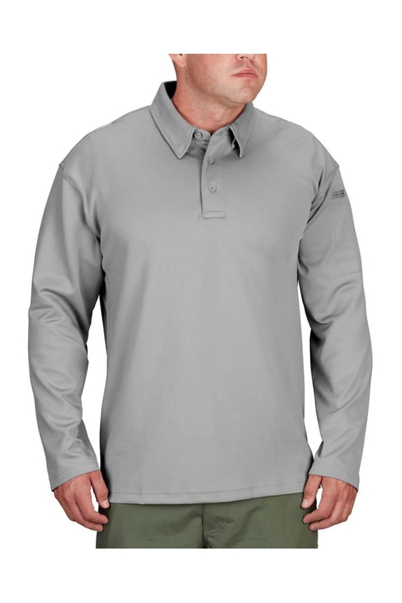 Men’s I.C.E. Performance Long Sleeve Polo Shirt-Grey,Sizes Upto 8XL, Breathable, Moisture-Wicking, Pen Pocket, Sunglass Loop