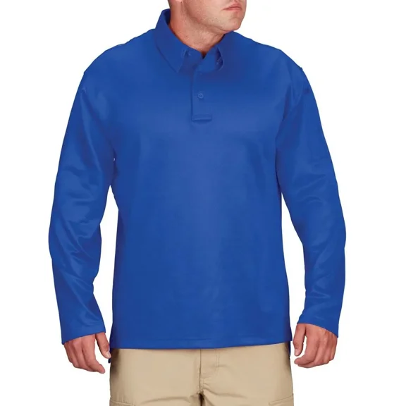 Propper Men’s I.C.E. Performance Long Sleeve Polo Shirt-Cobalt Blue,Sizes Upto 8XL, Breathable, Moisture-Wicking, Pen Pocket, Sunglass Loop