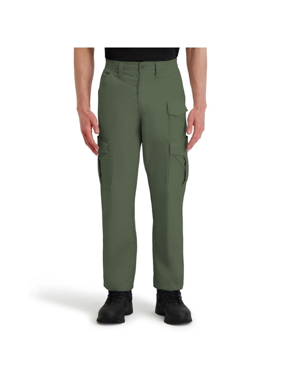 Men's Stretch Waist Cargo Work Pant-Olive,Reinforced knee,Relaxed fit,Expandable cargo pockets