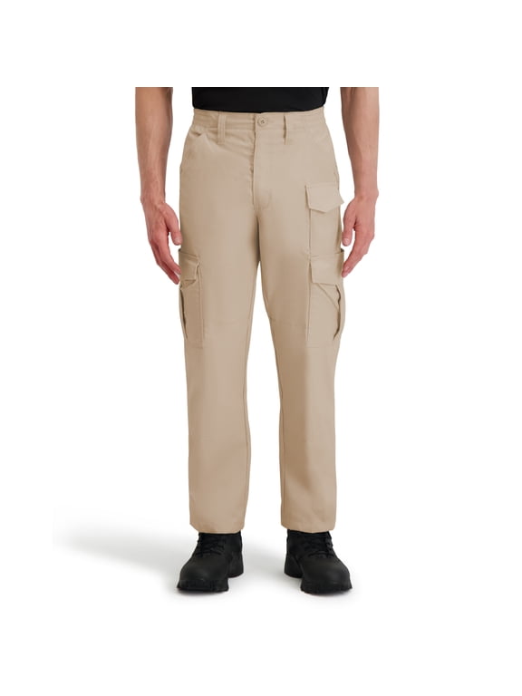 Men's Stretch Waist Cargo Work Pant-Khaki,Reinforced knee,Relaxed fit,Expandable cargo pockets