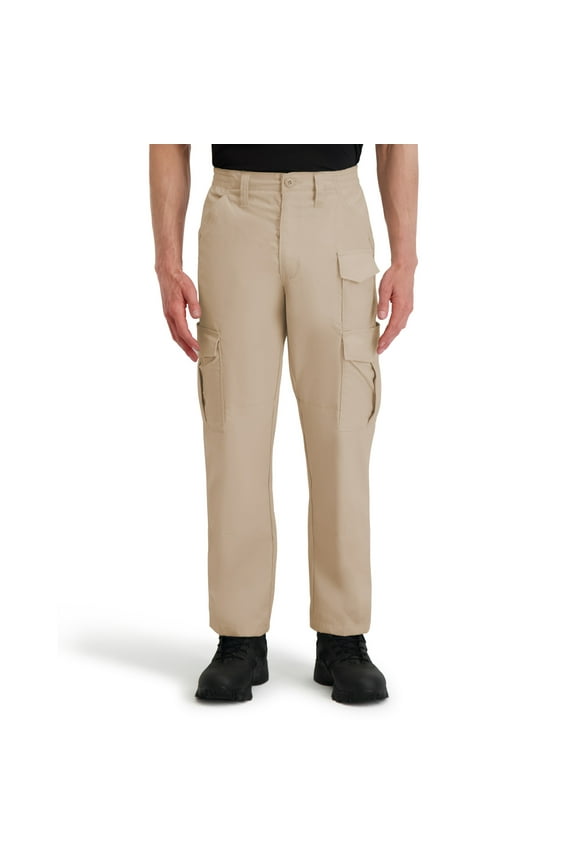 Men's Stretch Waist Cargo Work Pant-Khaki,Reinforced knee,Relaxed fit,Expandable cargo pockets