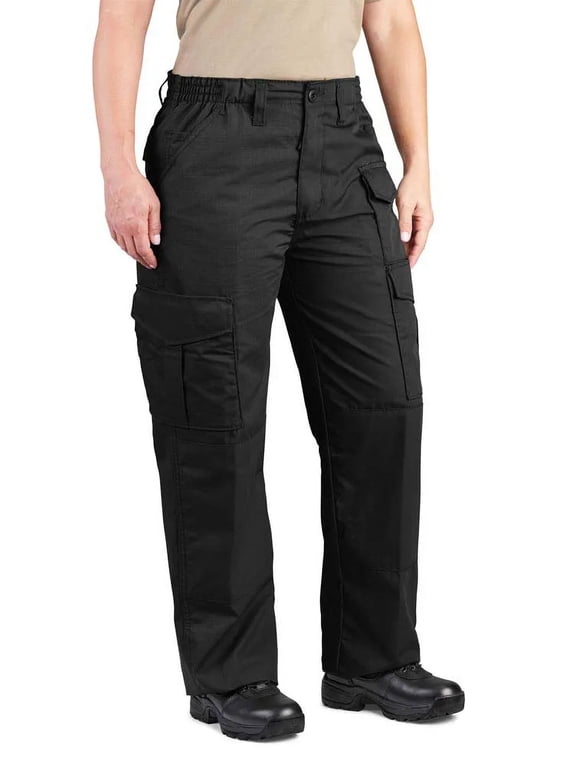 Women's Durable Ripstop Cargo Pants Uniform 60/40 Cotton-Polyester Reinforced Knees Relaxed Fit 9 Pockets