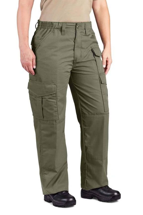 Women's Durable Ripstop Cargo Pants Uniform 60/40 Cotton-Polyester Reinforced Knees Relaxed Fit 9 Pockets