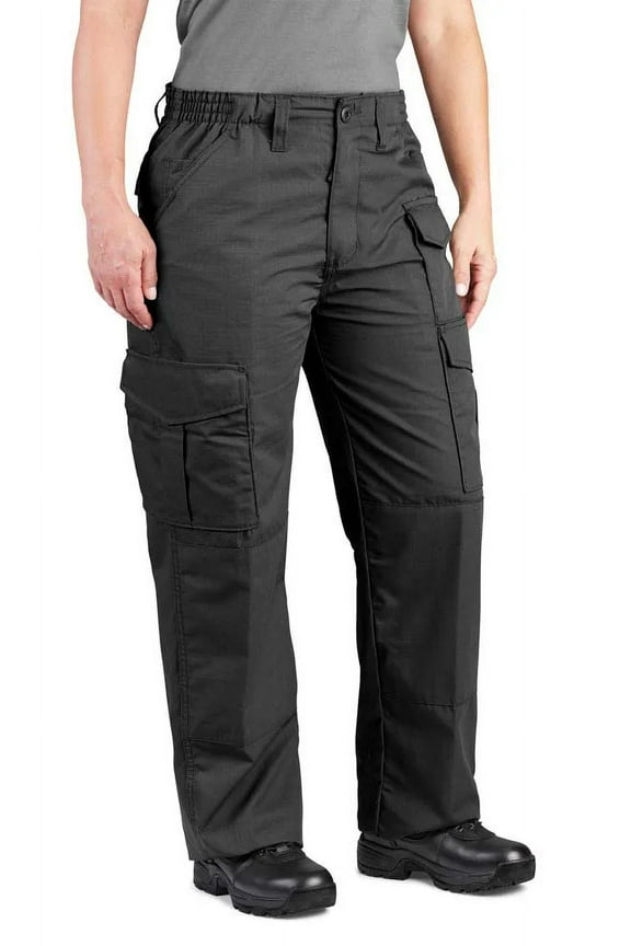 Women's Durable Ripstop Cargo Pants Uniform 60/40 Cotton-Polyester Reinforced Knees Relaxed Fit 9 Pockets