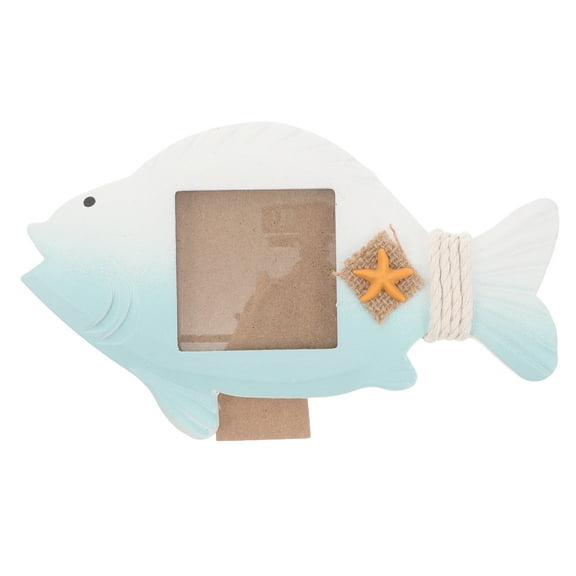 Masteelf Skyblue Fish Shaped Wooden Picture Frame for Pictures Holding Mediterranean Style Home Decor 5.5 Inches